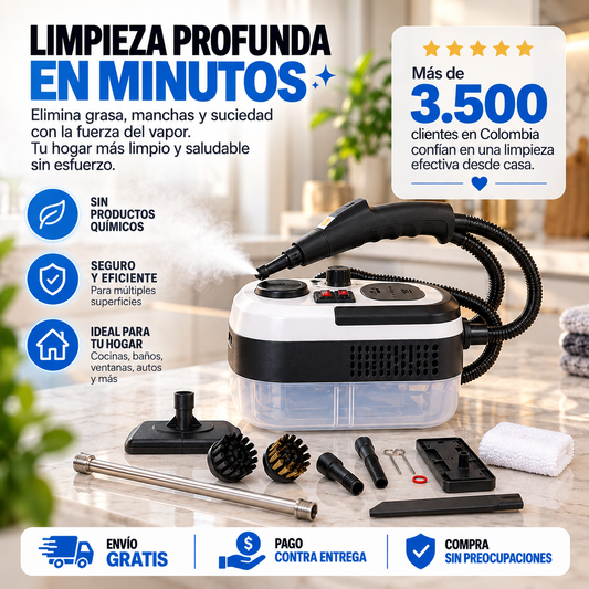 Limpiador a Vapor Portátil 2000W | Adiós a la grasa pegada